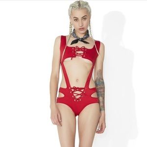 Dolls Kill Red Heat Stroke Bodysuit